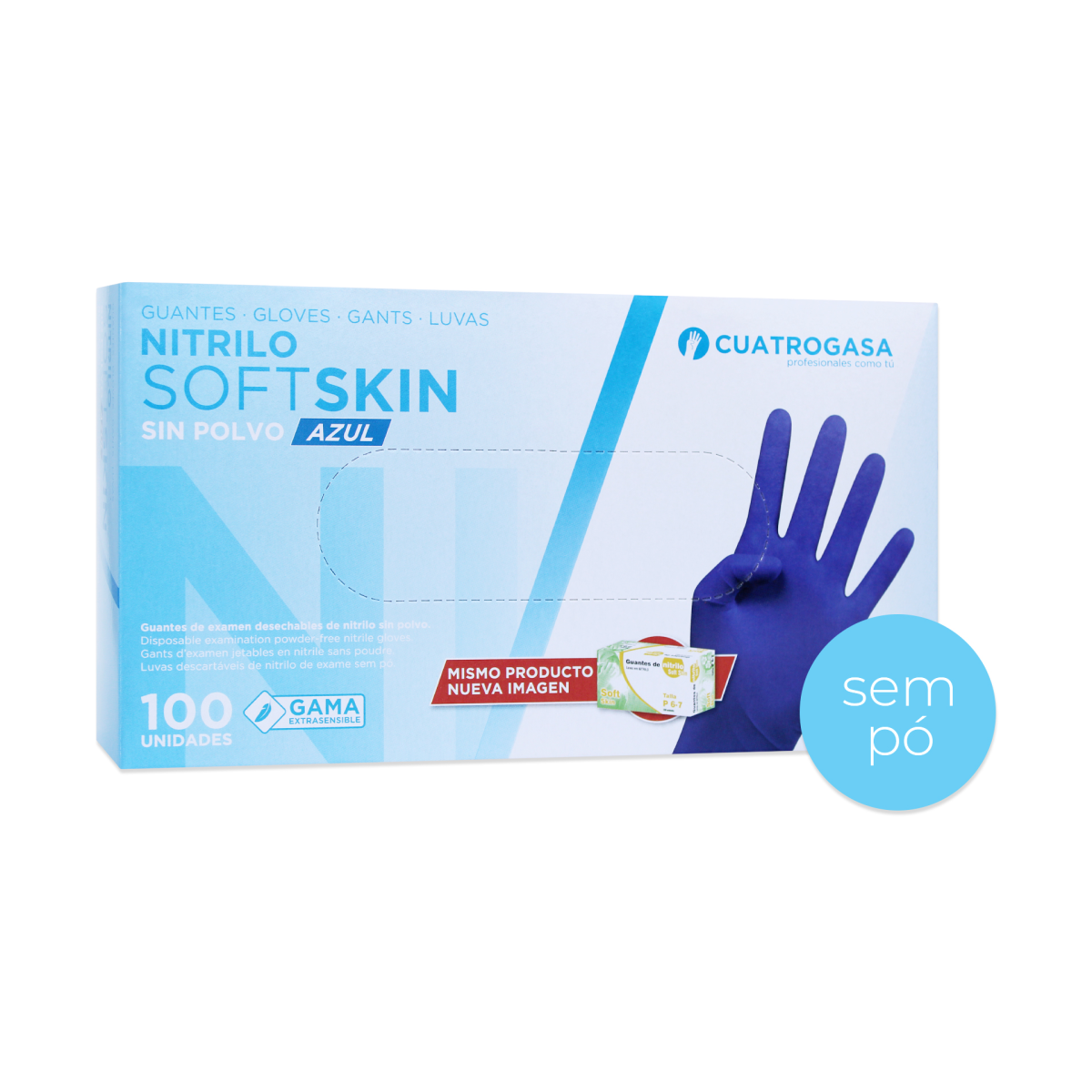 Luvas De Nitrilo Sem P Softskin Cuatrogasa Unidades Tamanho L